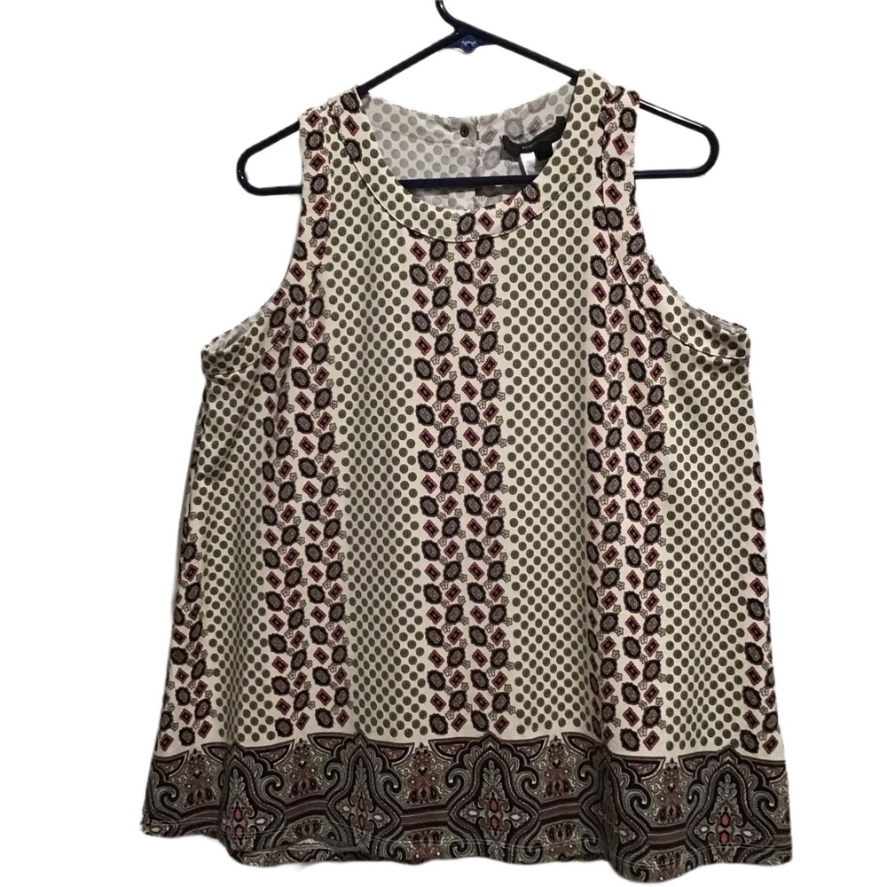 BCBG Maxazria tunic top sleeveless paisley print multicolor‎